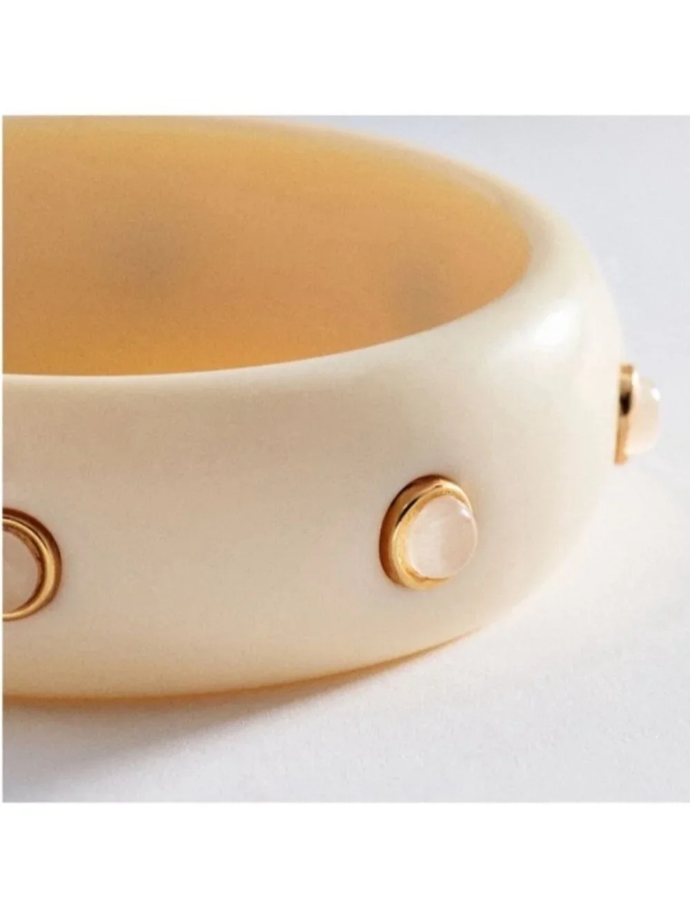 New! Anthropologie Ivory Resin Jewel Bangle Bracelet NWT